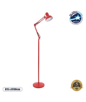 GLOBOSTAR® AUDREY 01470 Vintage Επιδαπέδιο Φωτιστικό με Ντουί 1 x E27 AC 220-240V IP20 - Κόκκινο - Μ15 x Π15 x Υ190cm